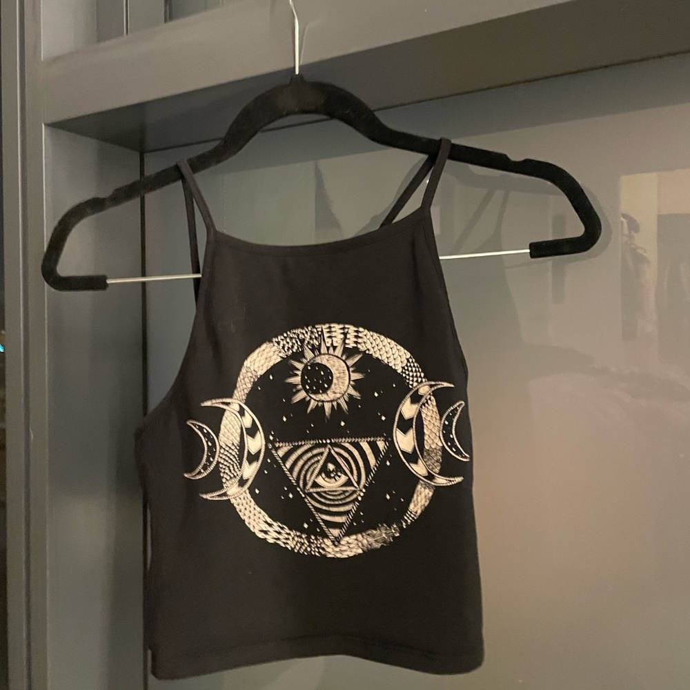 Graphic moon crop top